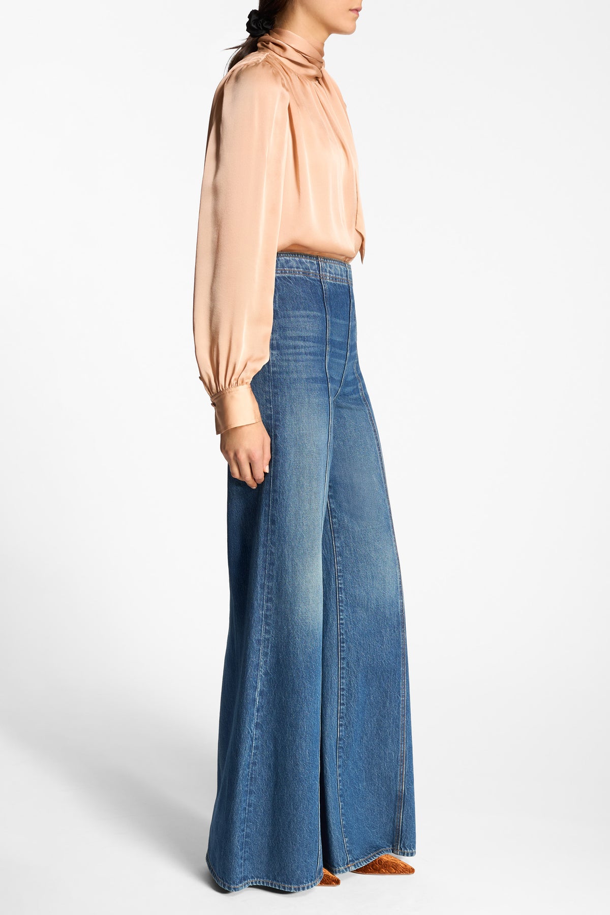 Danube Blue Denim Wide Leg Jeans - Side Profile | Ulla Johnson