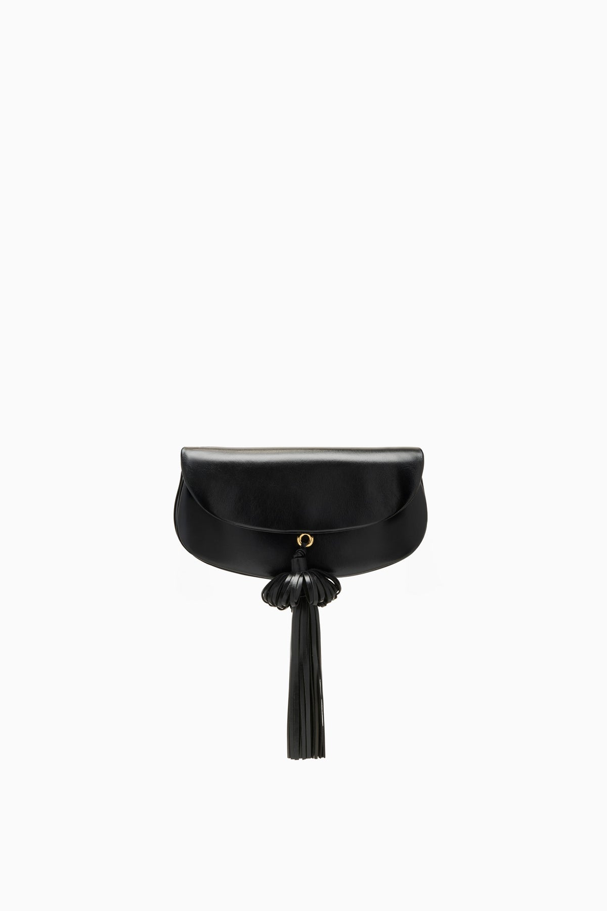 Black Leather Flap Bag - Flat Lay View | Ulla Johnson