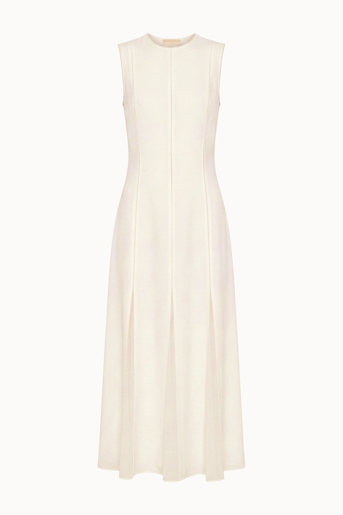 Vestido midi sin mangas de lujo Pearled Ivory - Plano, vista frontal | Ulla Johnson