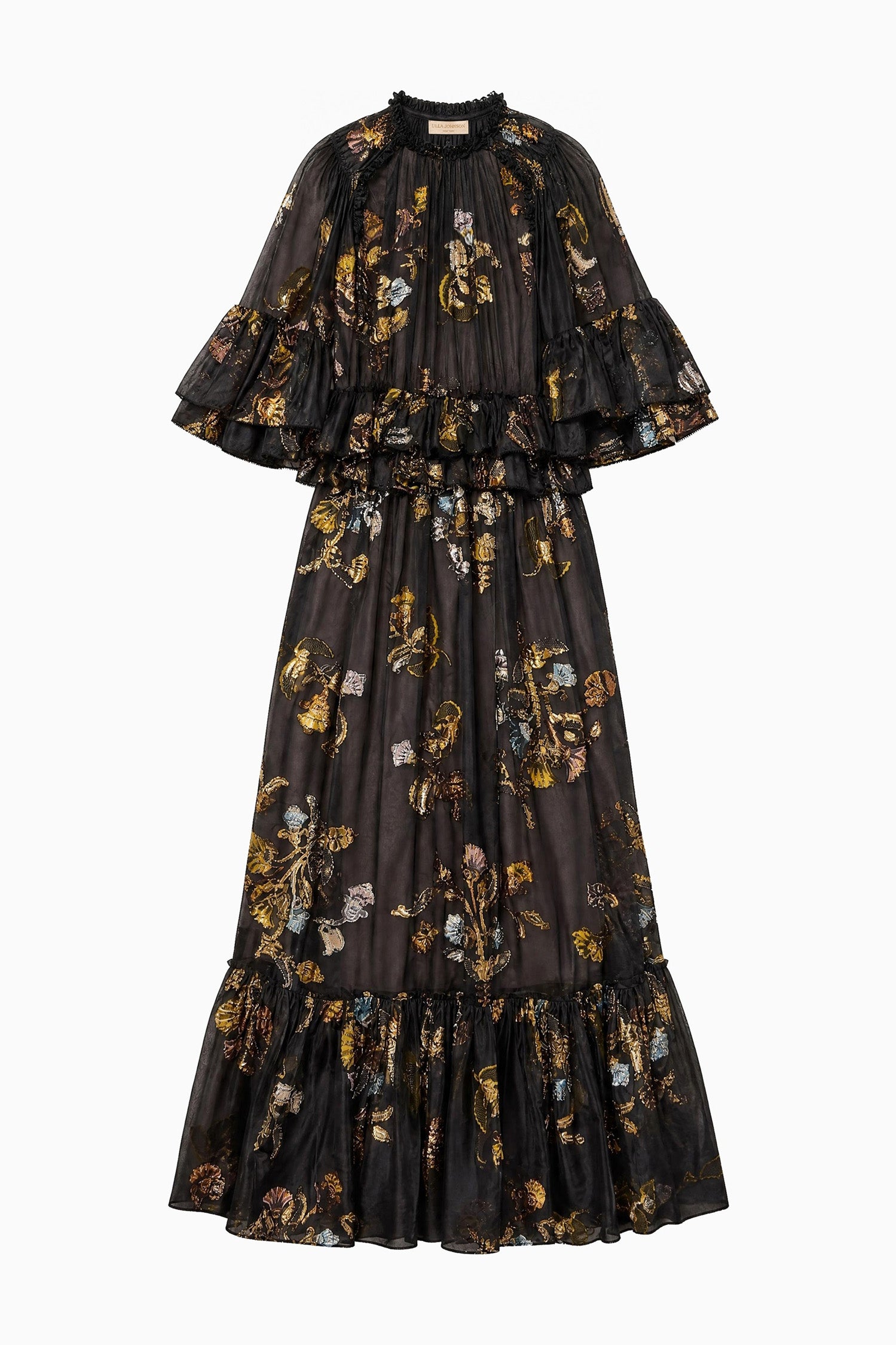 Ulla Johnson Raven Robe du soir en soie et fil coupé - Vue à plat, robe de soirée de créateur | Ulla Johnson