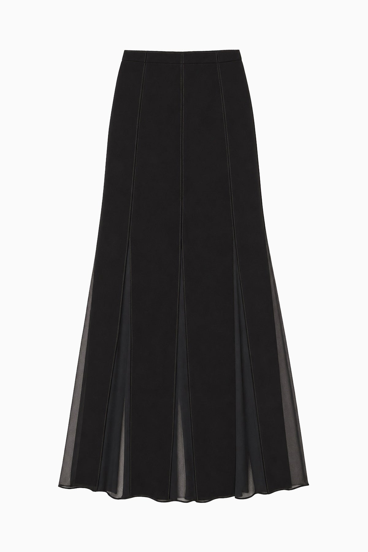 Gonna Midi Nera in Crêpe di Chiffon Plissettato di Design - Vista Piana | Ulla Johnson
