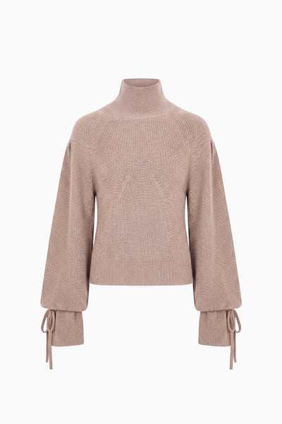 Pebble Merino Wool Turtleneck Pullover - Flat Lay Front View | Ulla Johnson