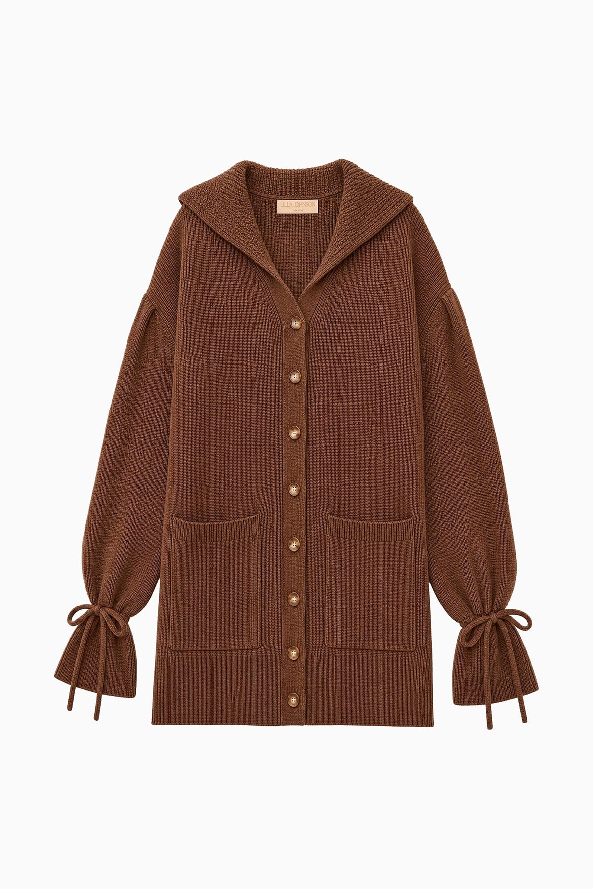 Clove Merino Wool Makila Knit Cardigan - Flat Lay, Luxury Designer Knitwear | Ulla Johnson