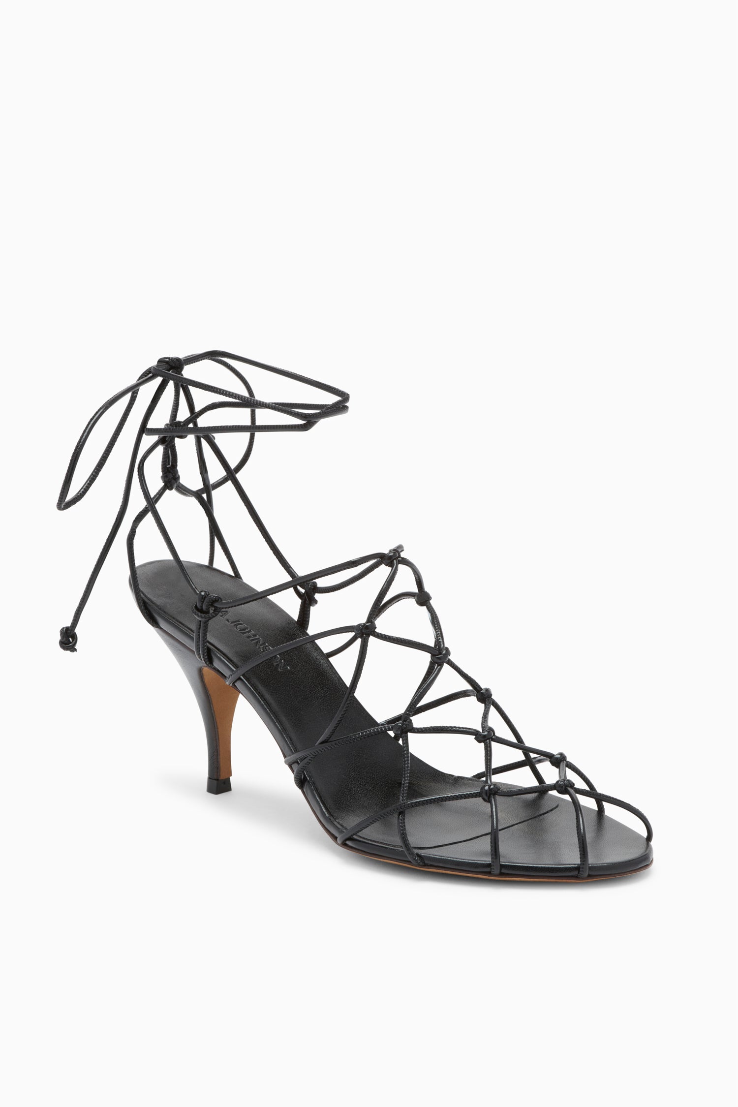 Ulla Johnson Noir Vegan Leather Knotted Caged Pump - Three-Quarter View | Ulla Johnson