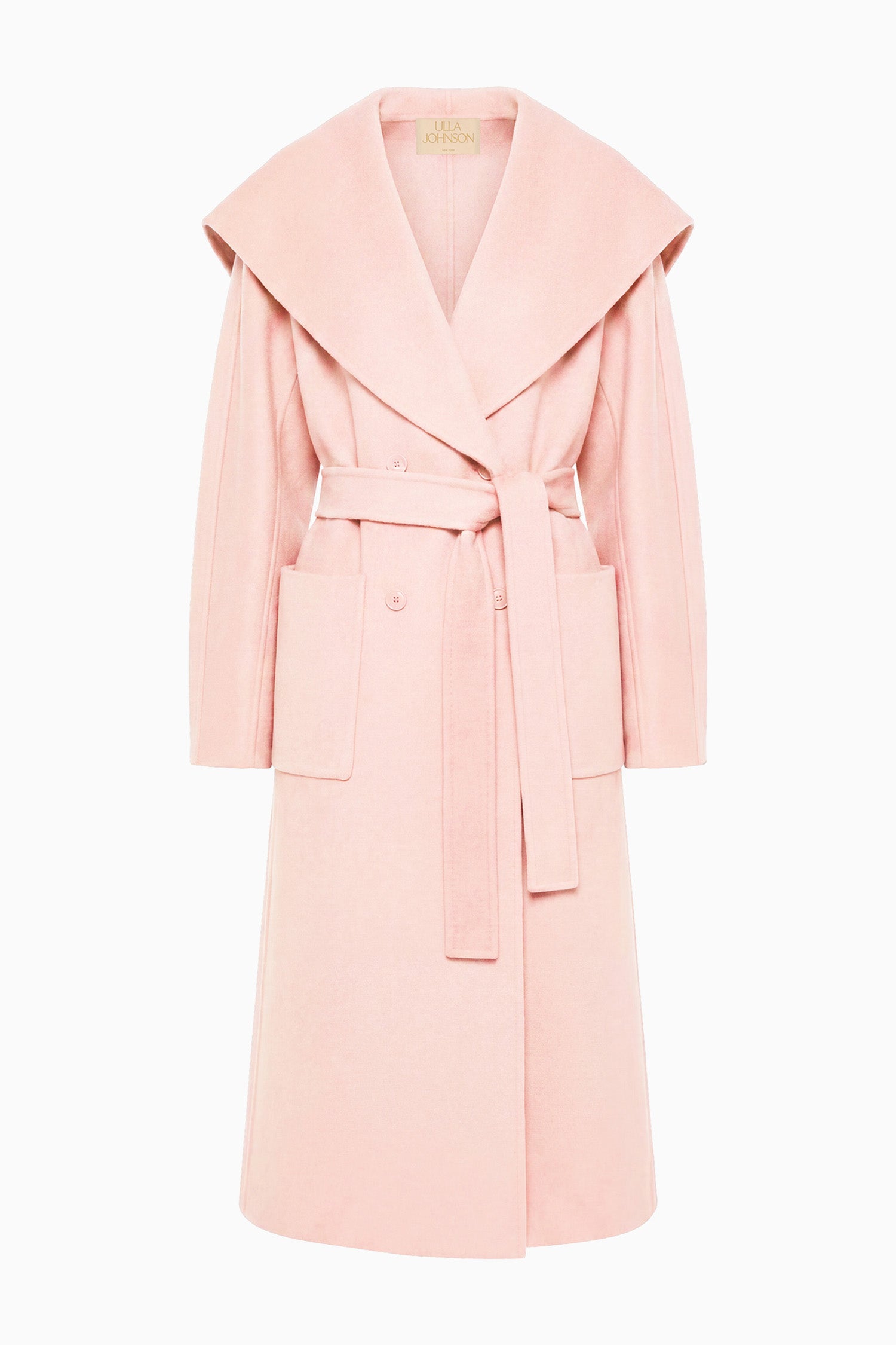Ulla Johnson Powder Luxury Wool Cashmere Belted Coat - Flat Lay, White Background | Ulla Johnson