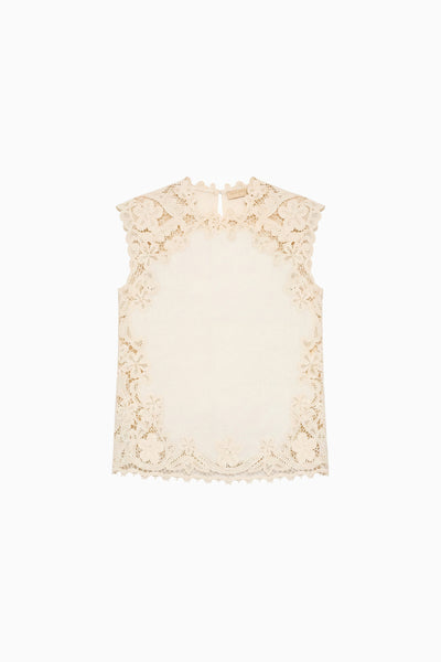 Ivory Designer Linen Lace Top - Flat Lay | Ulla Johnson