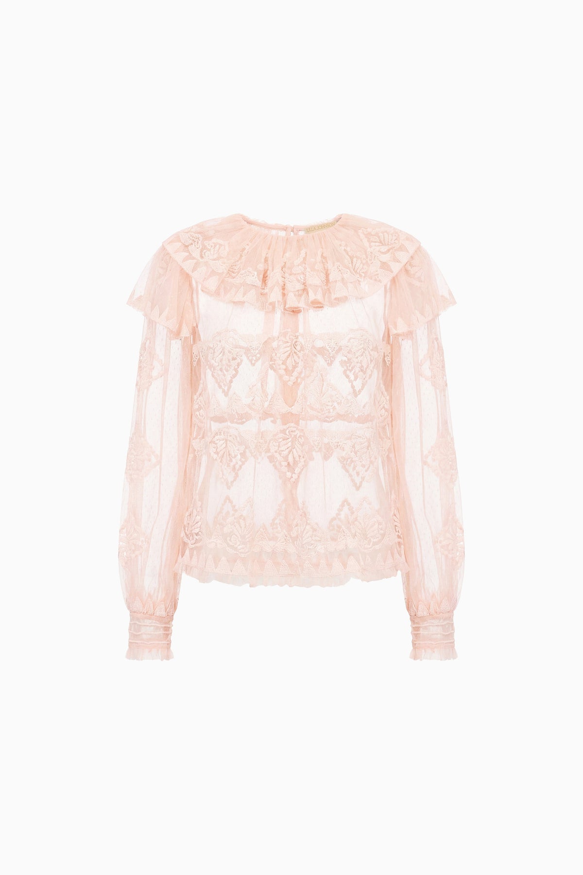 Blush Tulle Lace Long Sleeve Blouse - Flat Lay Front | Ulla Johnson
