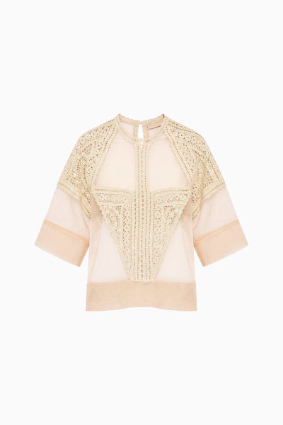 Sandstone Designer Crochet & Tulle Top - Flat Lay Back View | Ulla Johnson