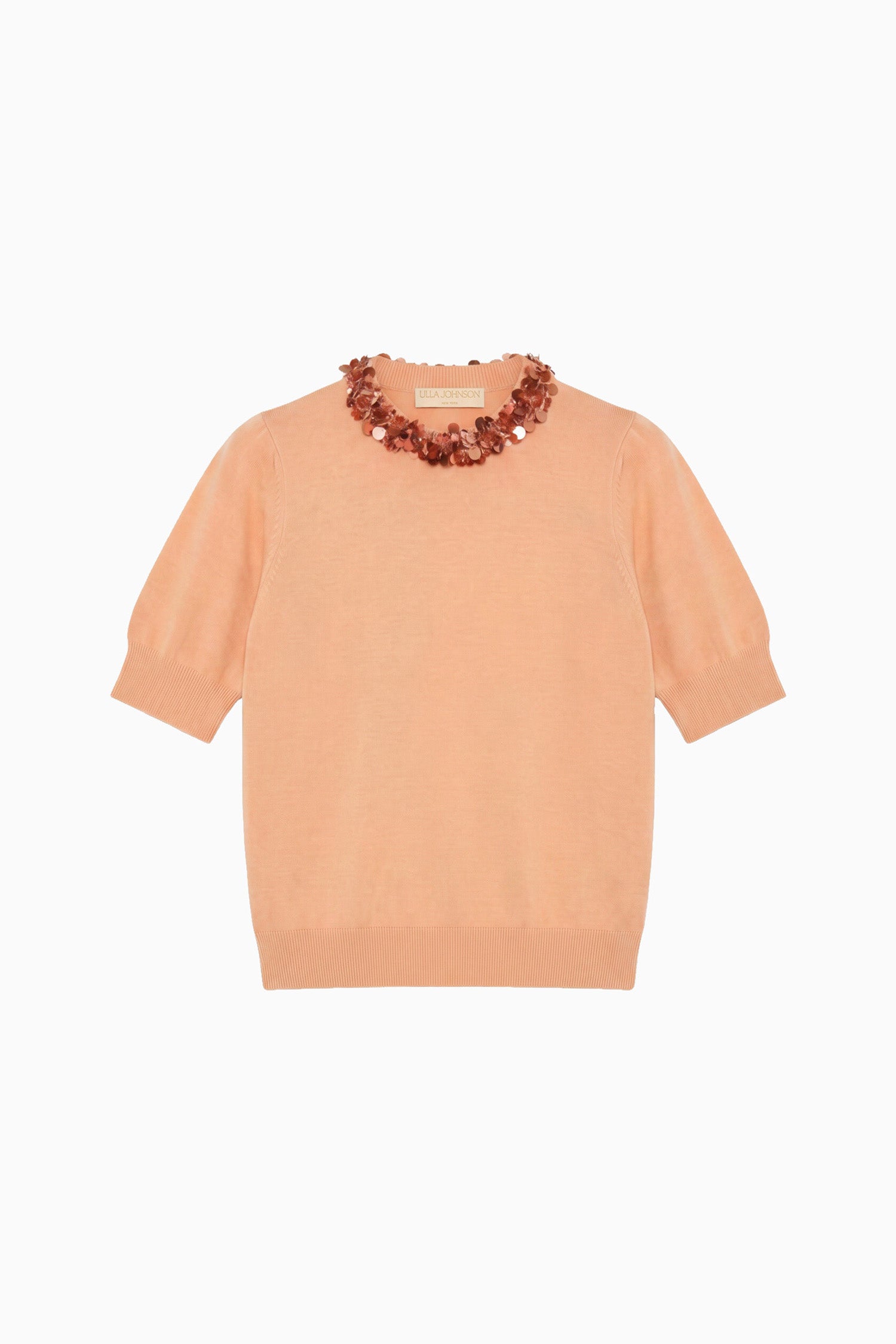 Ulla Johnson Koralle Merino-Wolle Jude Verziertes Pailletten-Top – Draufsicht | Ulla Johnson