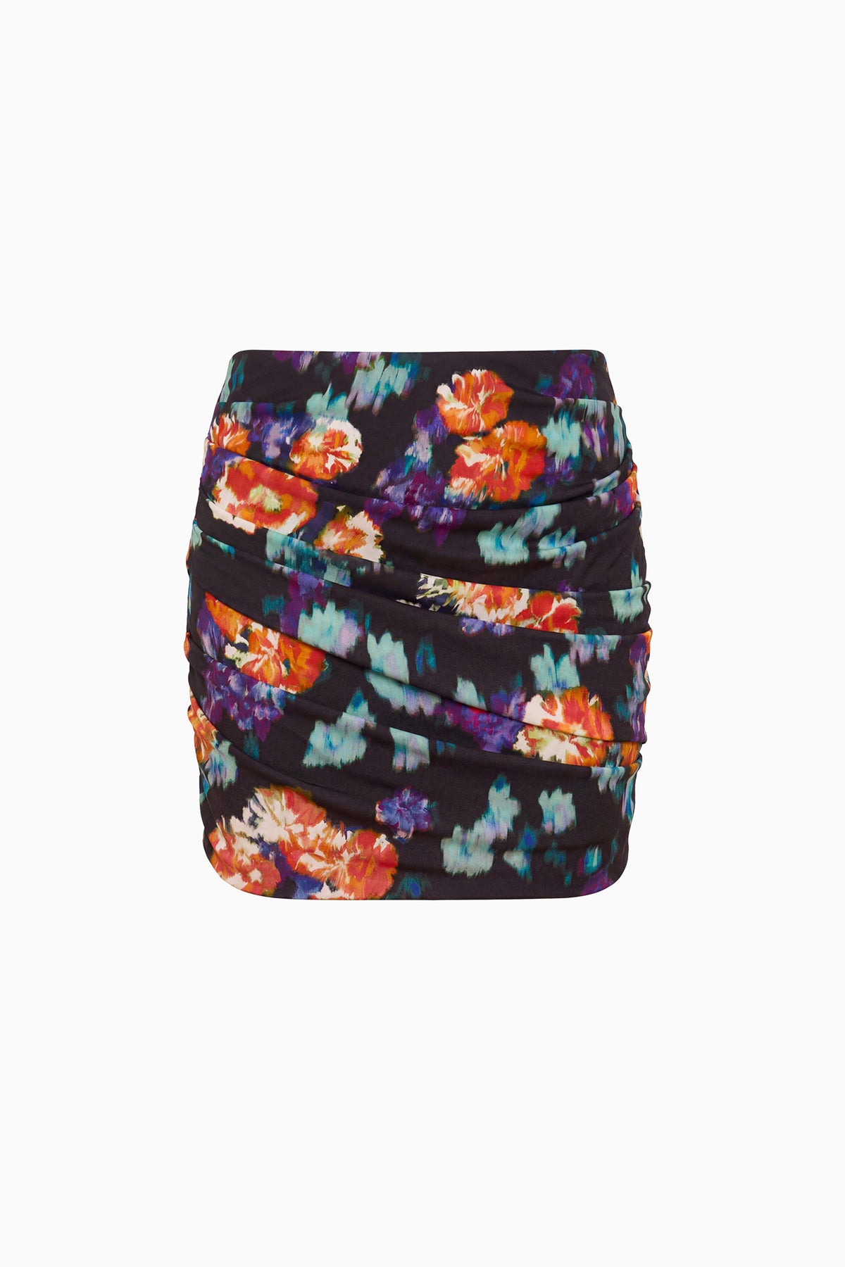 Nocturne Floral Ruched Jersey Mini Skirt - Flat Lay Product View | Ulla Johnson