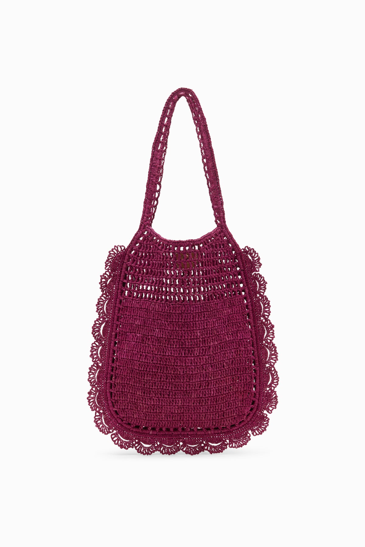 Panier plat en raphia orchidée fait main - Vue de face | Ulla Johnson