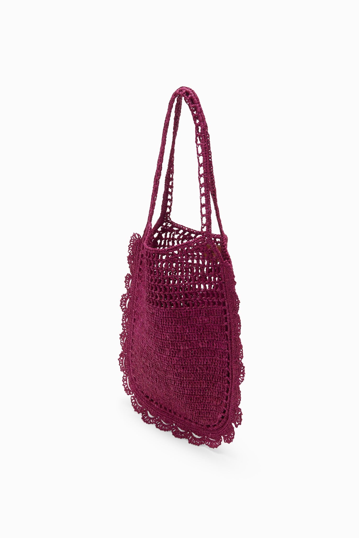 Ulla Johnson Panier Plat en Raffia Designer Orchid à Bord Festonné - Vue de Côté | Ulla Johnson