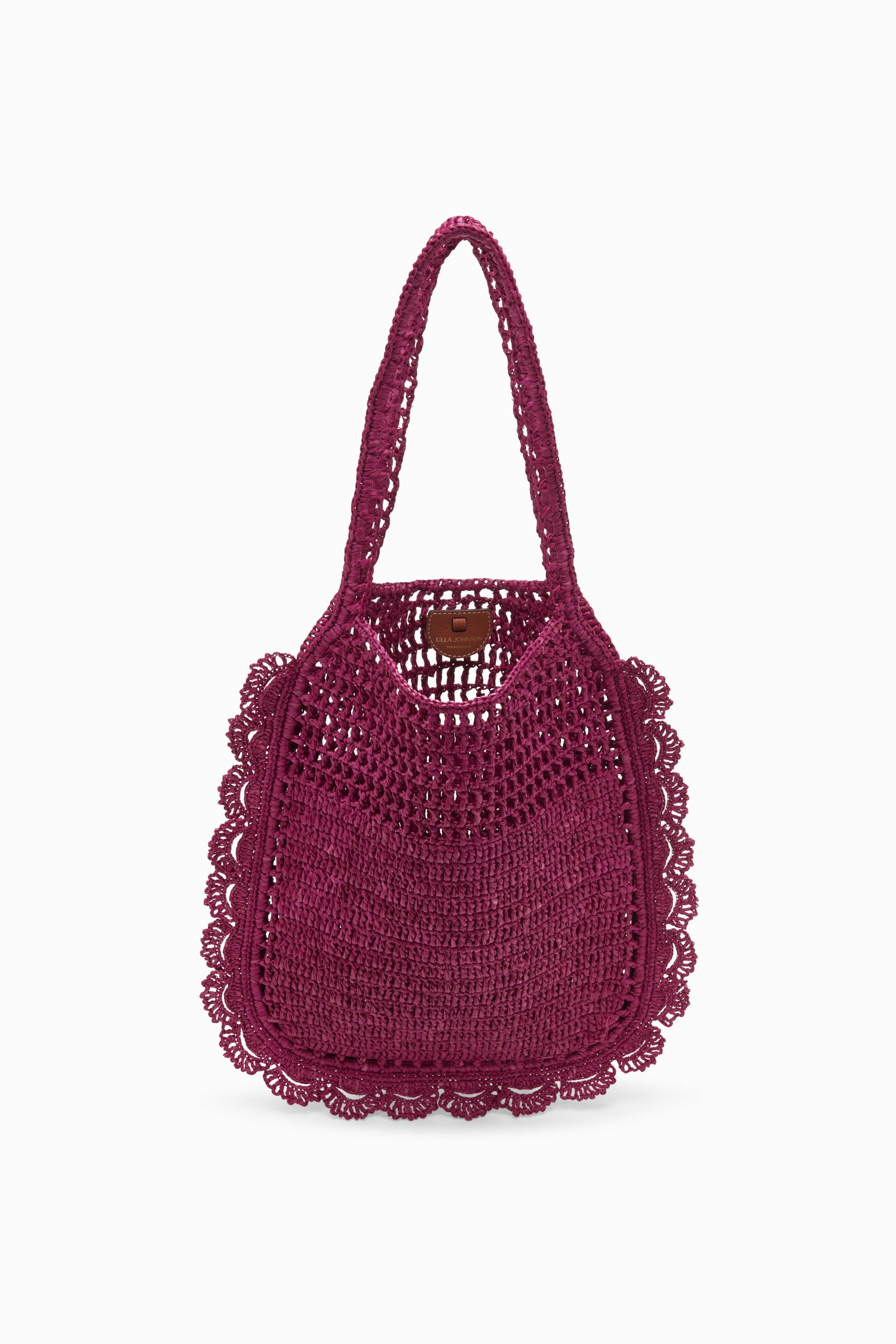 Ulla Johnson Sac Tote de Luxe Orchidée en Raffia avec Logo Métallique - Vue de Face | Ulla Johnson