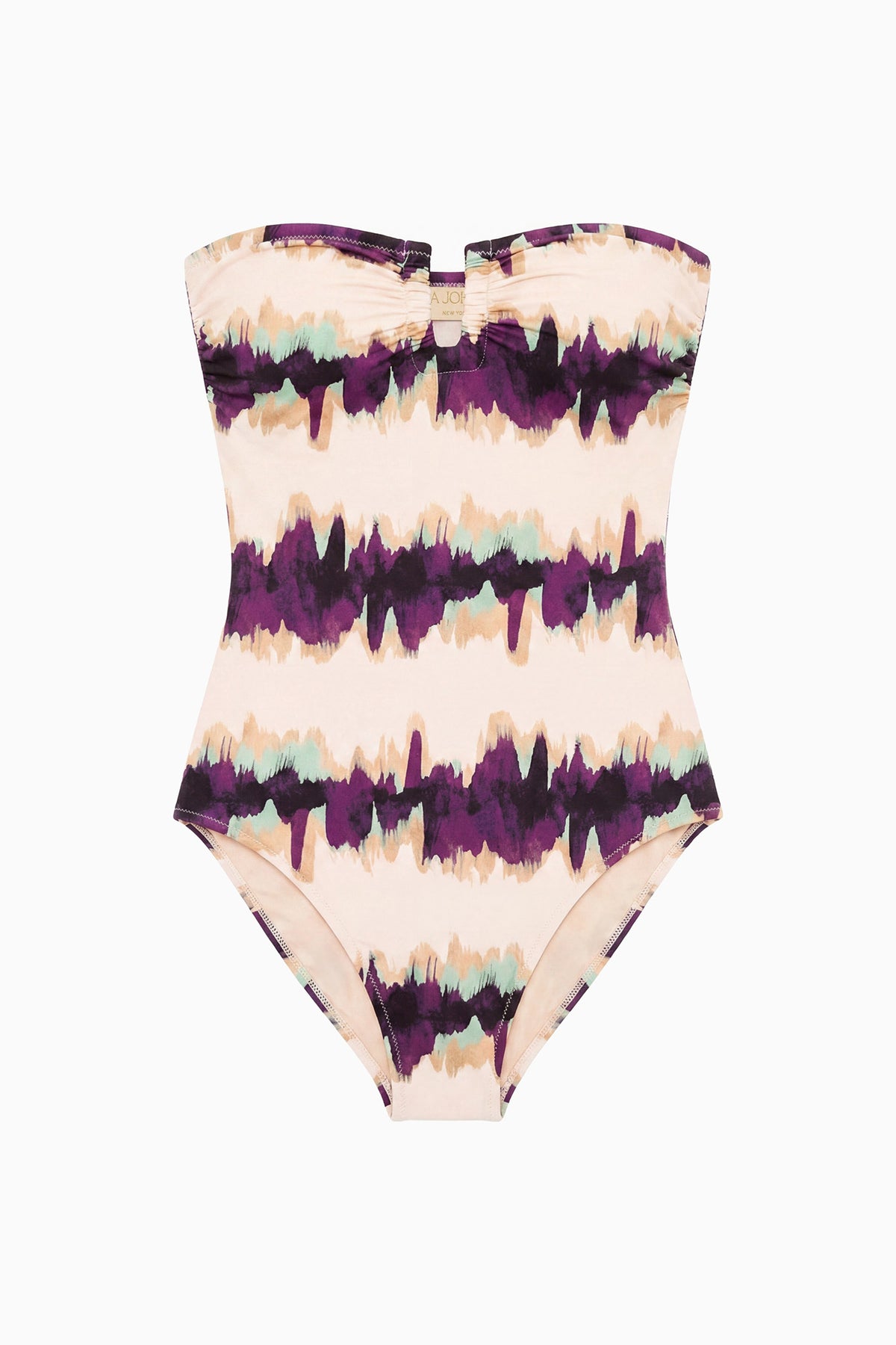 Maillot de bain une pièce bustier à rayures abstraites Quarry - Vue à plat | Ulla Johnson