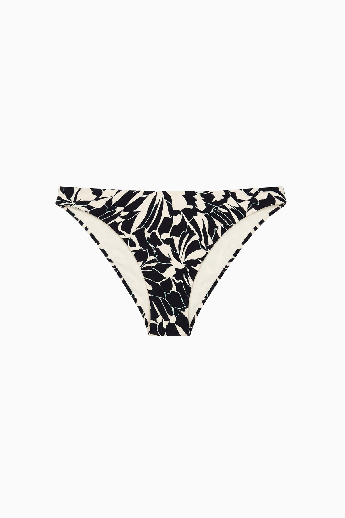Bas de bikini échancré Mallorca à imprimé botanique noir et ivoire Mercury - Vue à plat | Ulla Johnson