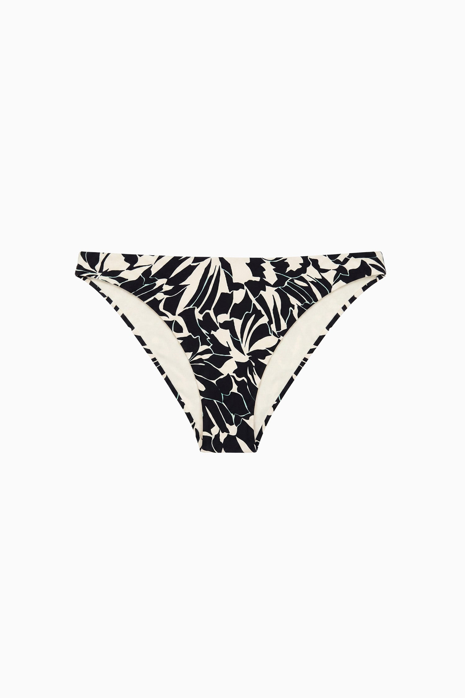 Ulla Johnson Bas de bikini échancré Mallorca à imprimé botanique noir et ivoire Mercury - Vue à plat | Ulla Johnson