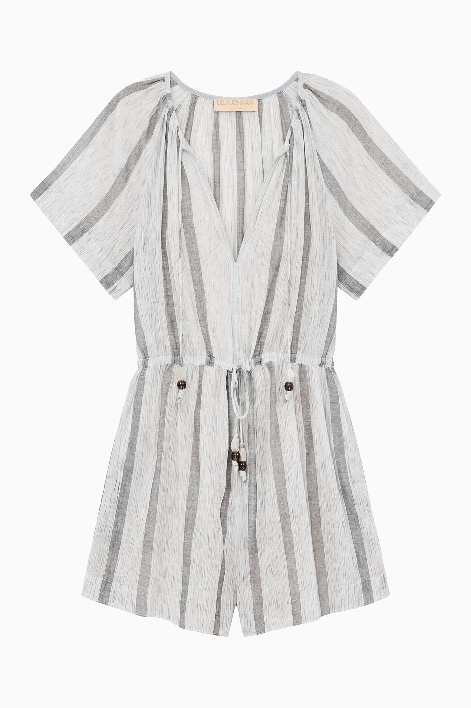 Ulla Johnson Combinaison de plage en coton rayé Salt Stone - Vue à plat | Ulla Johnson