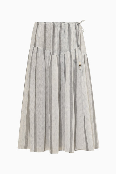 Robe portefeuille en coton rayé Almia Salt Stone - Vue à plat du produit | Ulla Johnson