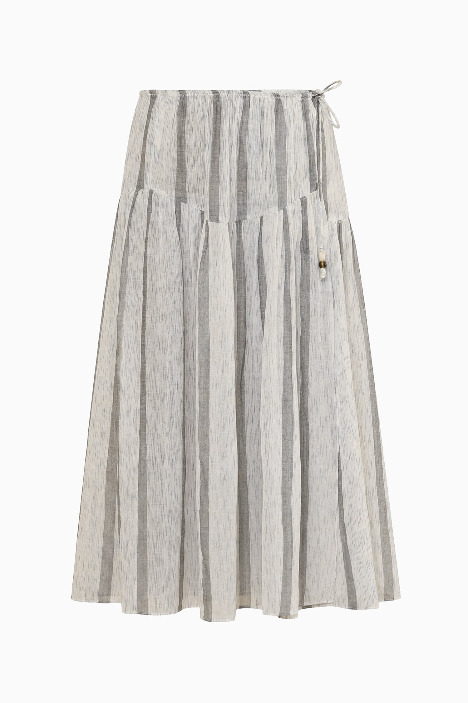 Ulla Johnson Robe portefeuille en coton rayé Almia Salt Stone - Vue à plat du produit | Ulla Johnson