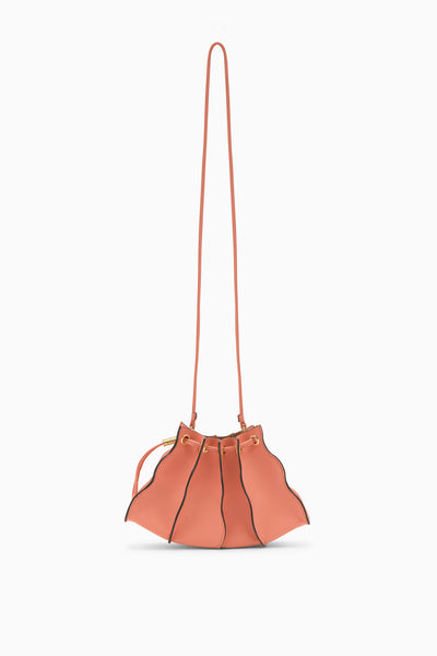 Terracotta Leather Adria Wave Mini Crossbody Bag - Front View with Long Strap | Ulla Johnson