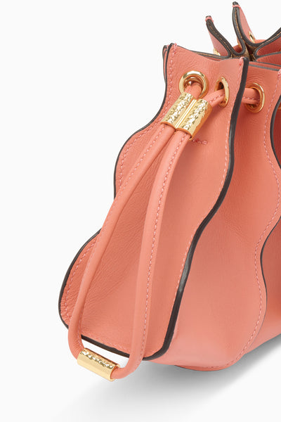 Rose Leather Adria Crossbody Bag - Gold Drawstring Hardware Close-Up Detail | Ulla Johnson