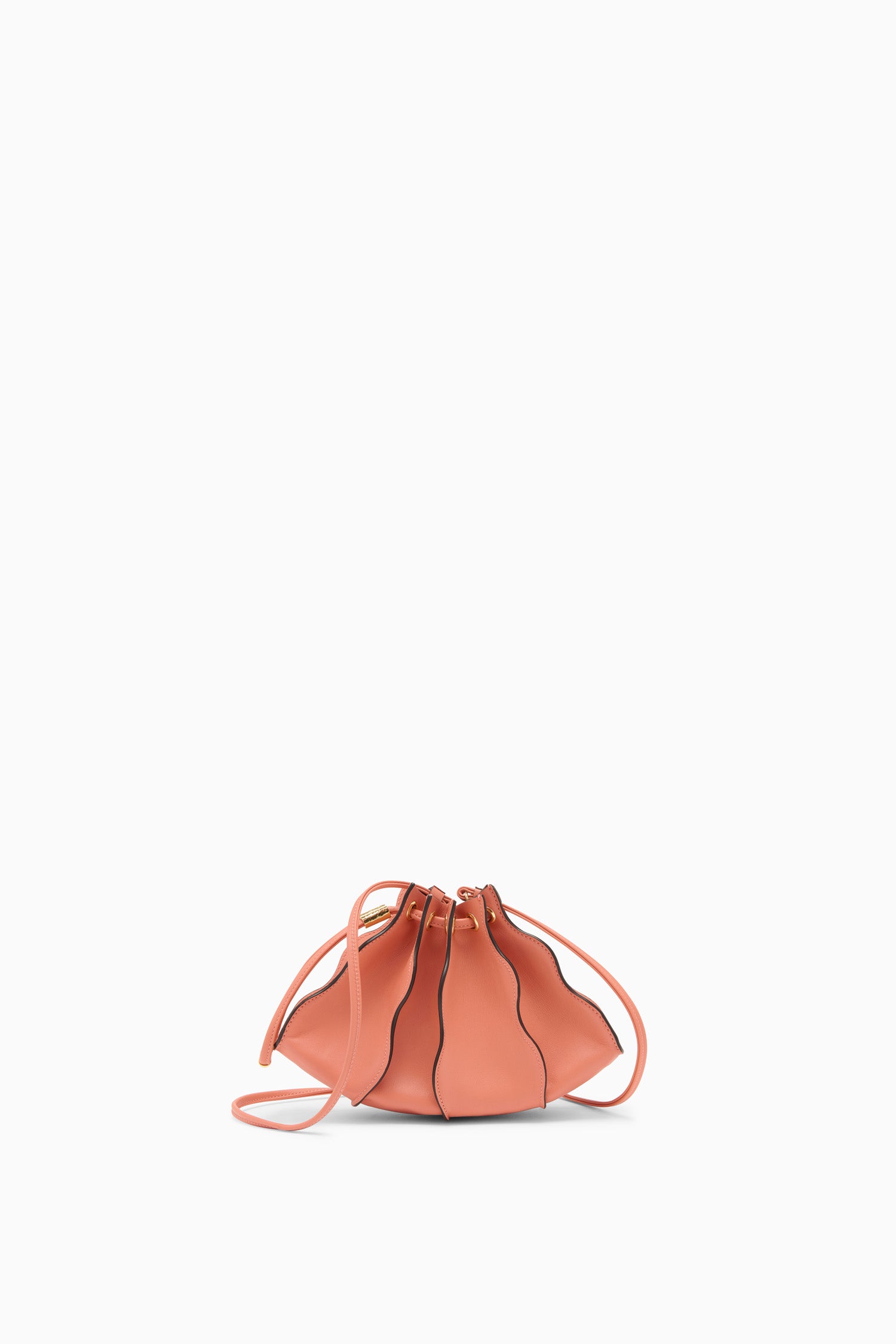 Ulla Johnson Terracotta Leather Adria Wave Mini Crossbody - Front View with Strap | Ulla Johnson