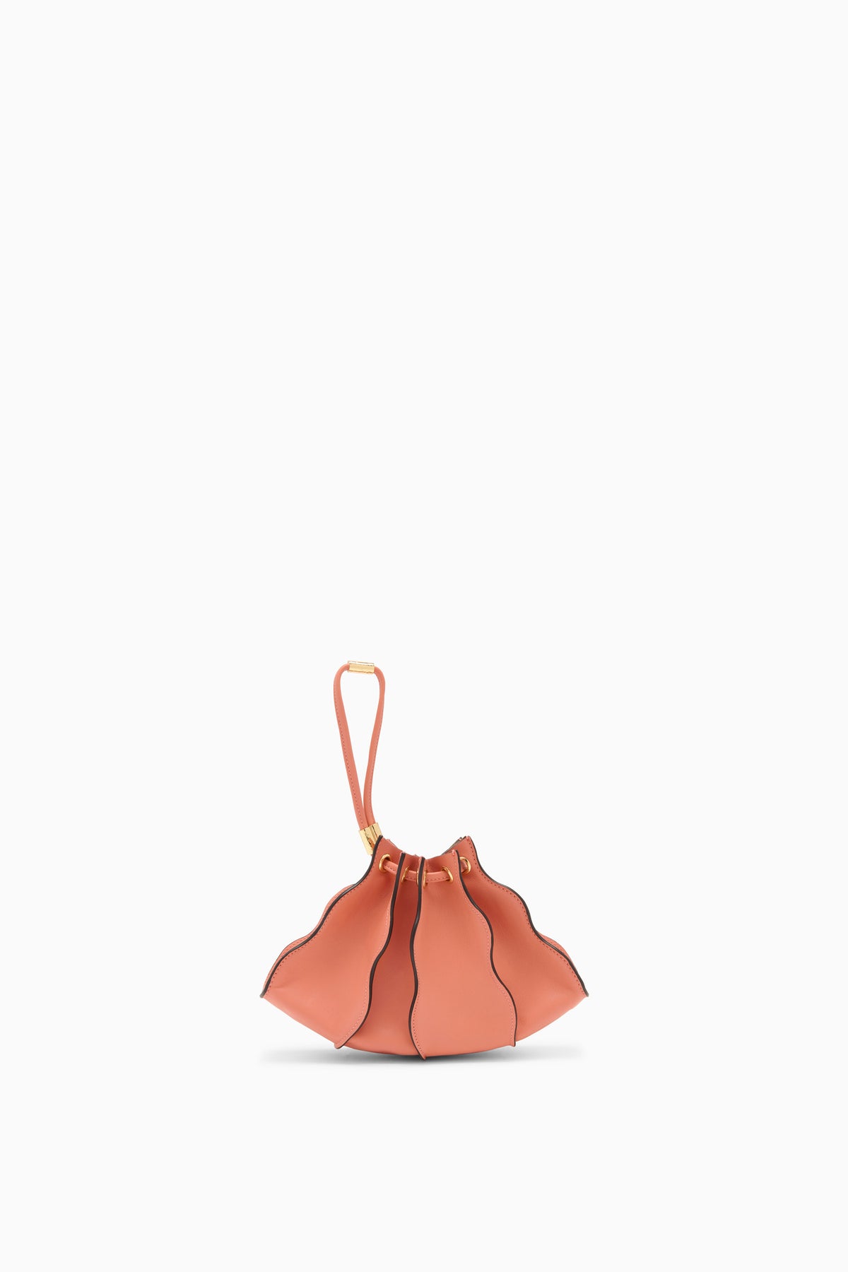 Terracotta Leather Adria Wave Mini Bag - Wristlet View, Sculptural Wave Panels | Ulla Johnson