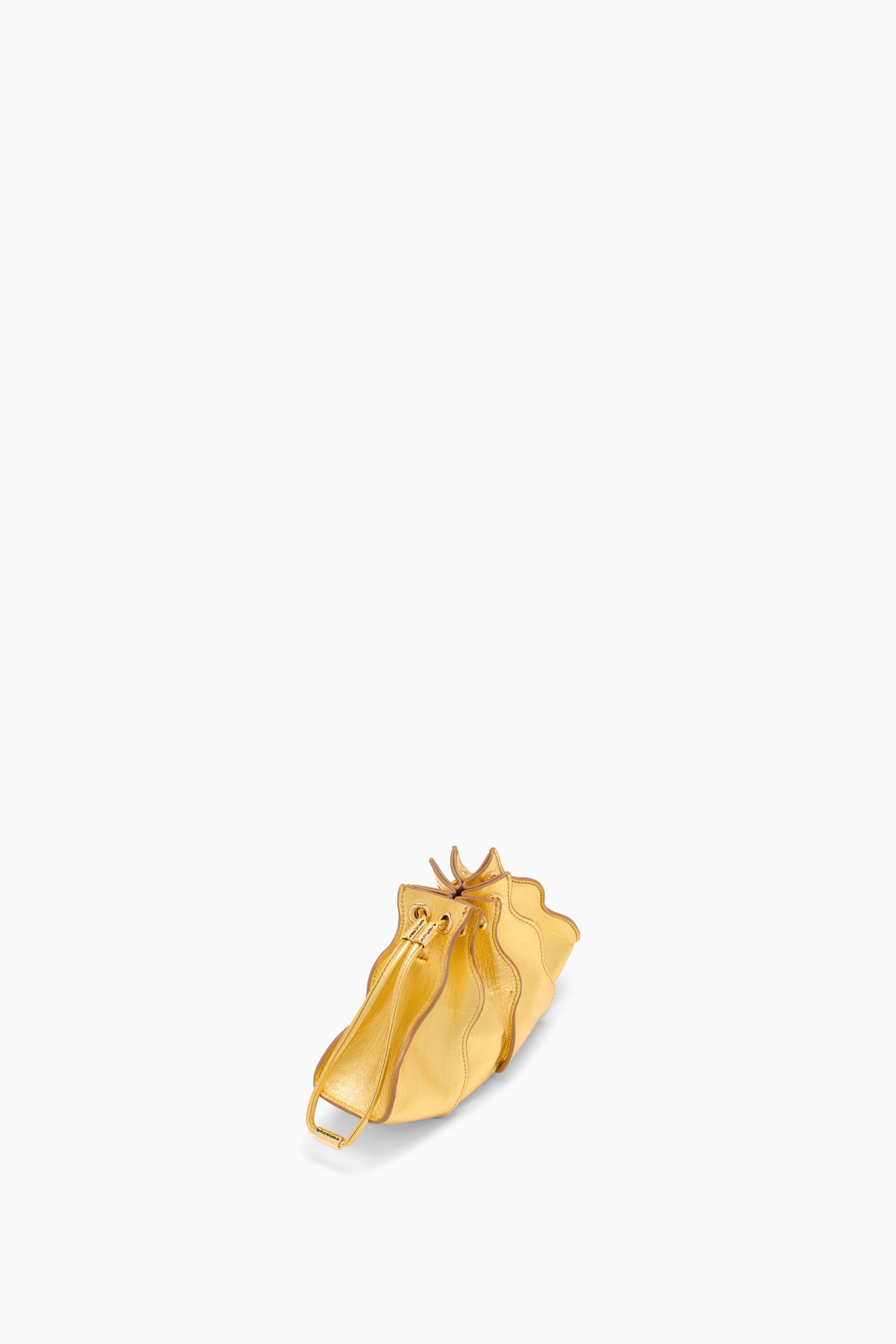 Ulla Johnson Gold Metallic Leather Adria Mini Crossbody - Top-Down Angle View | Ulla Johnson