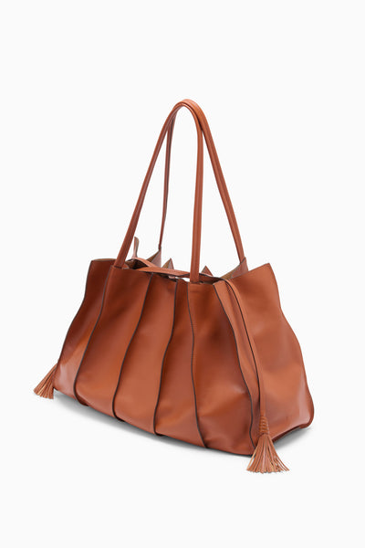 Sierra Brown Leather Adria Pleated Wave Tote - Side Angle | Ulla Johnson
