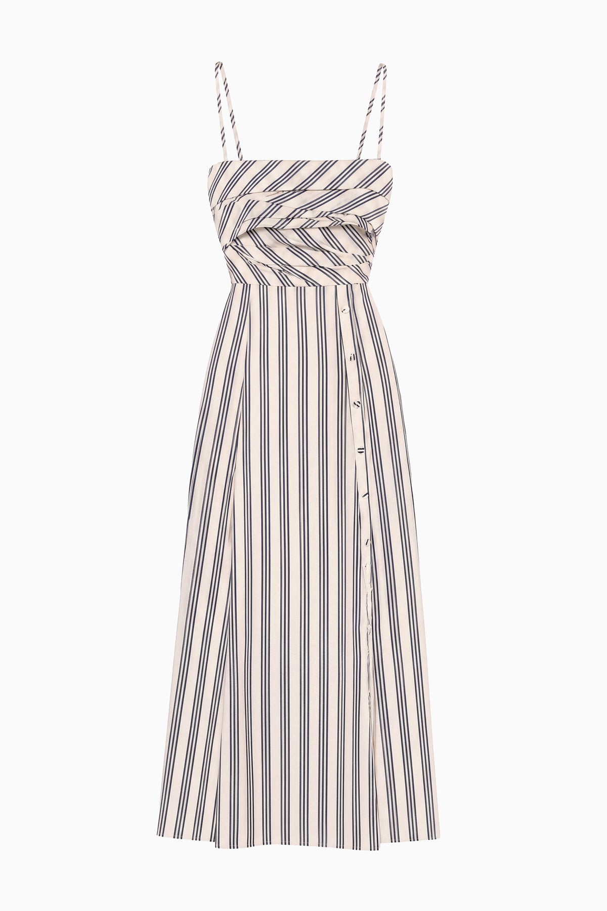 Ecru Stripe Cotton Poplin Midi Dress - Flat Lay, Designer Camisole Style | Ulla Johnson