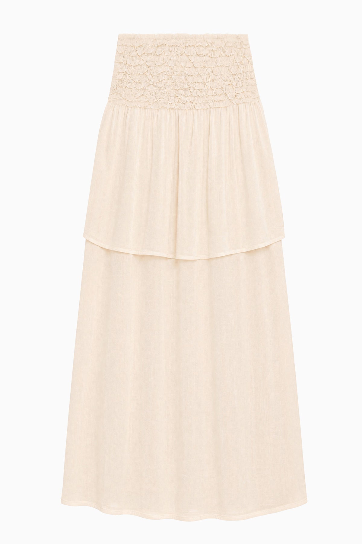 Cowrie Cotton Wool Luxury Tiered Midi Skirt - Flat Lay | Ulla Johnson