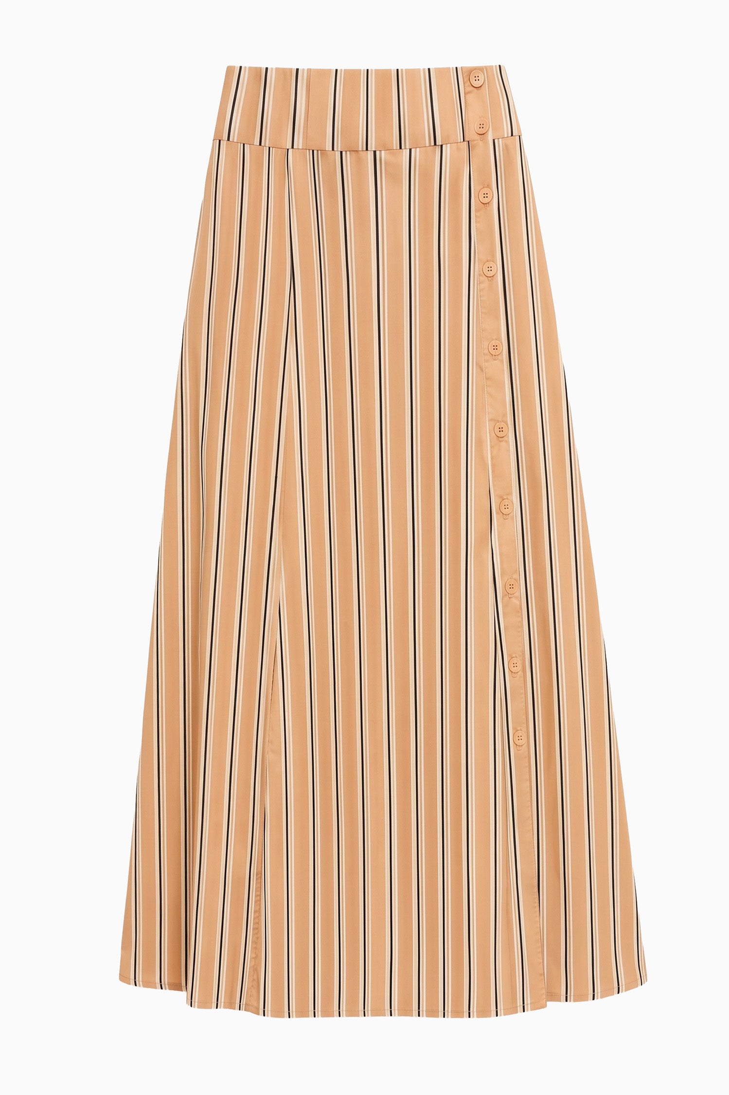 Ulla Johnson Fawn Stripe Cotton Poplin Midi Skirt - Flat Lay, Designer Button-Down Placket | Ulla Johnson