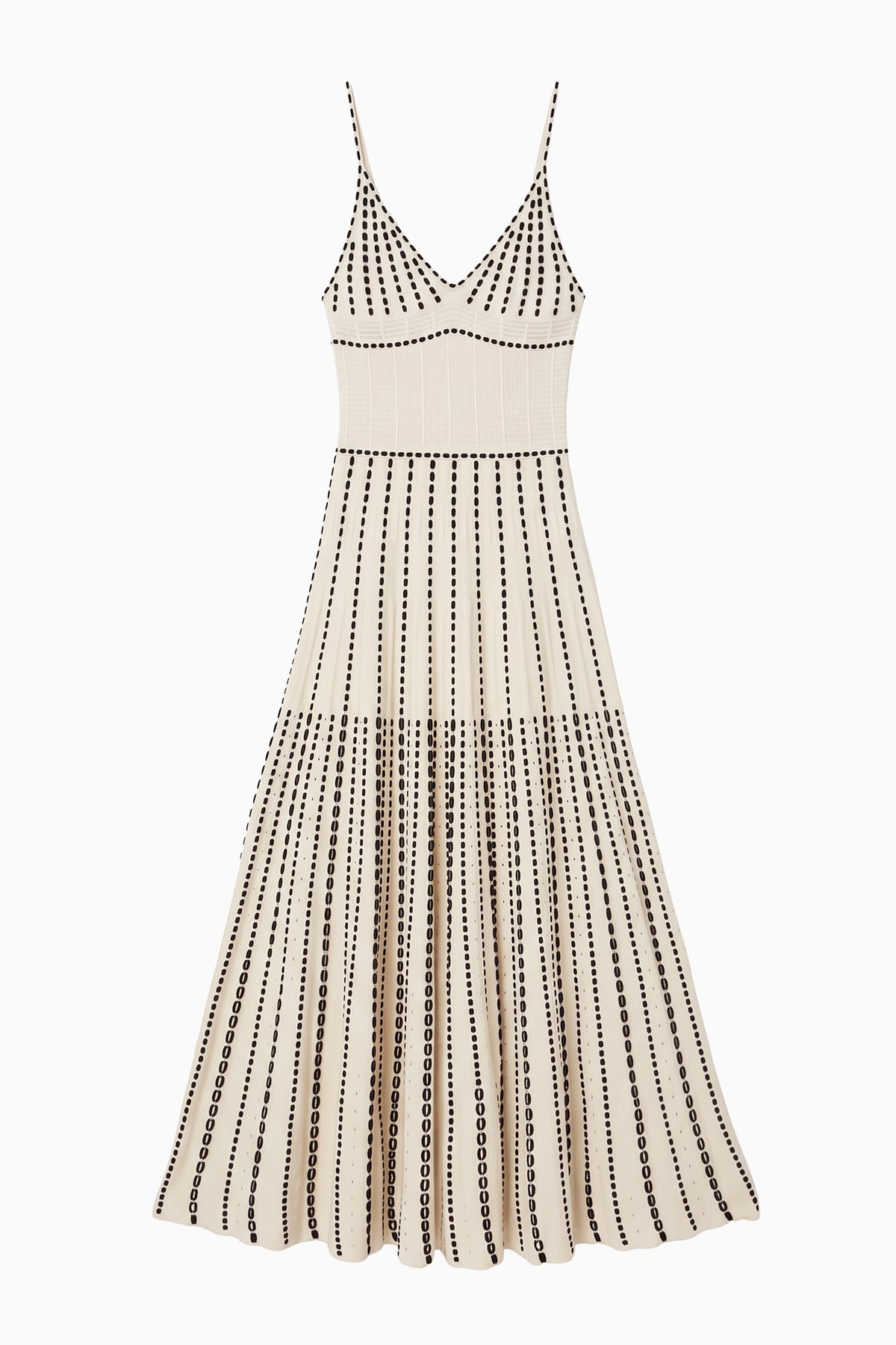 Champagne Eyelet Knit Dress - Flat Lay, Full Length Pleated Skirt | Ulla Johnson