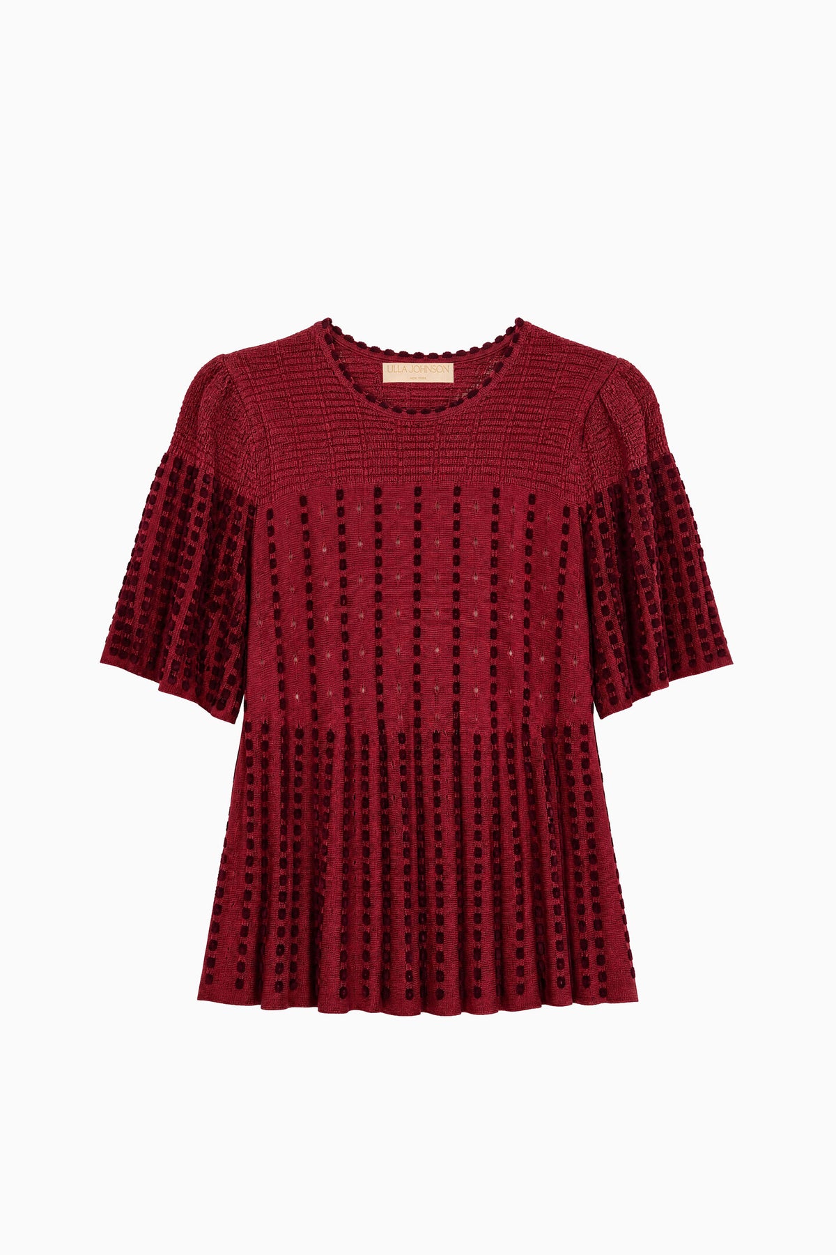 Garnet Luxury Eyelet Knit Cape Top - Flat Lay Front | Ulla Johnson