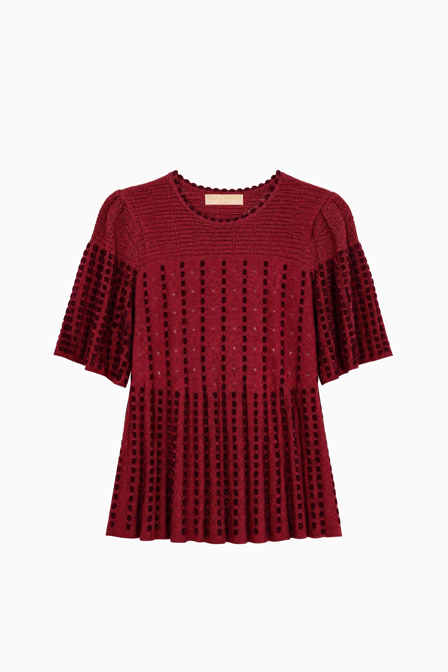 Ulla Johnson Garnet Luxury Eyelet Knit Cape Top - Flat Lay Front | Ulla Johnson