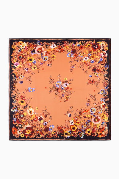 Primrose Silk Twill Square Scarf - Flat Lay, Botanical Floral Print | Ulla Johnson