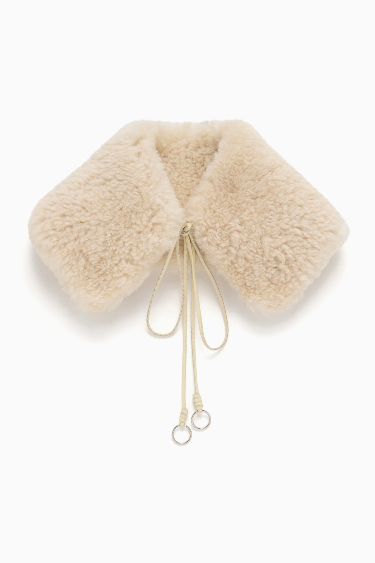 Pearl Shearling Collar with Leather Tie Closure - Flat Lay | Ulla Johnson