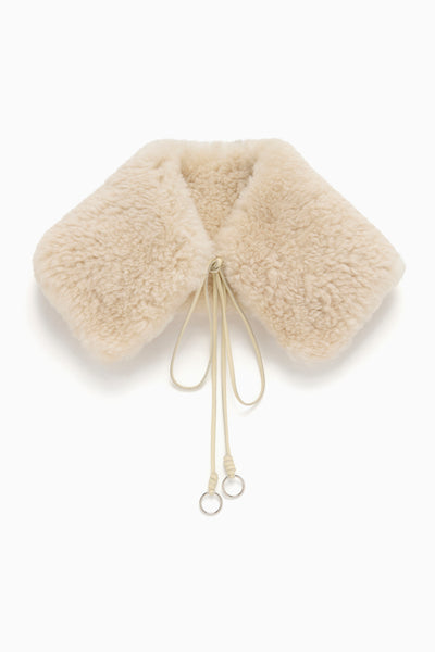 Pearl Shearling Collar with Leather Tie Closure - Flat Lay | Ulla Johnson