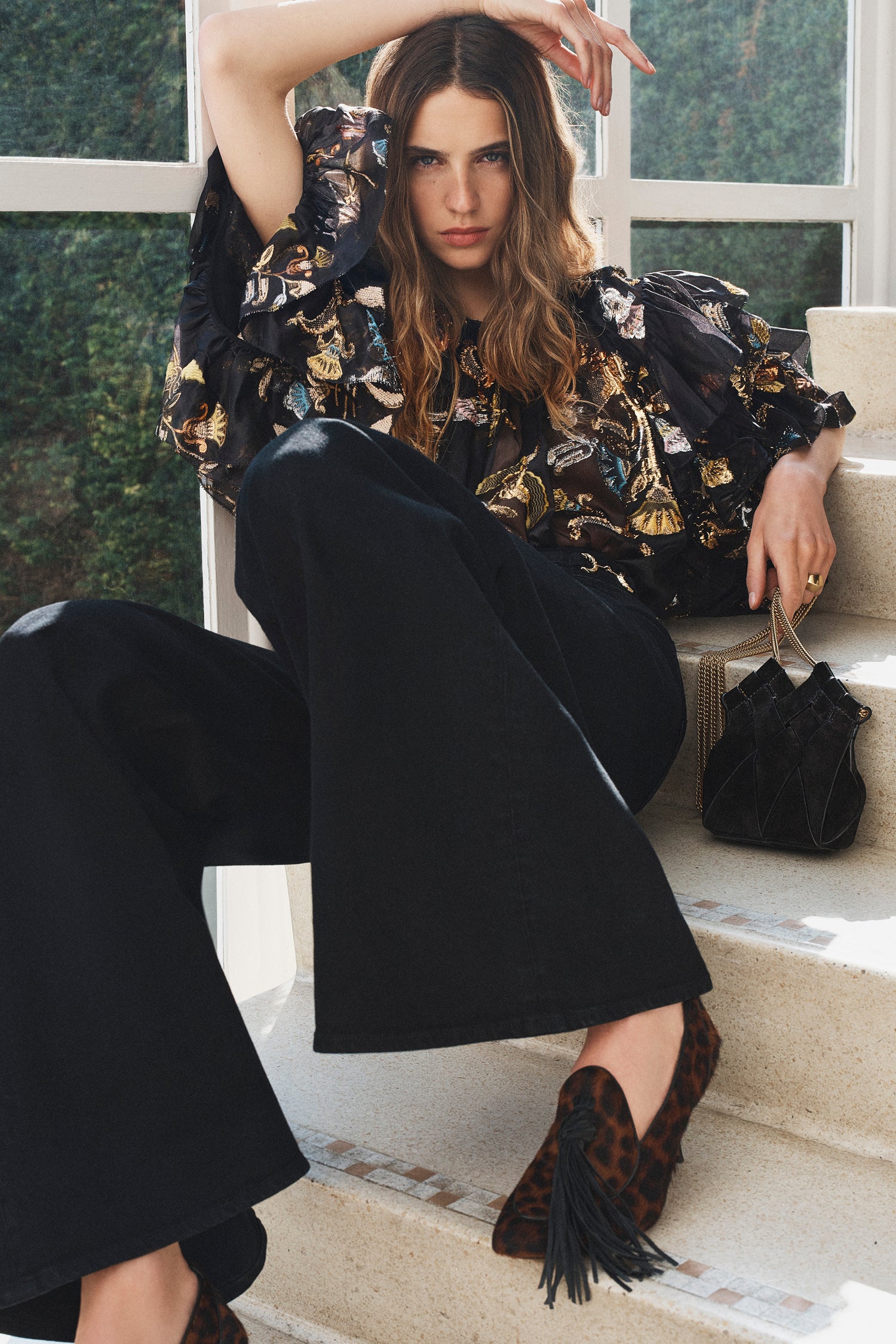 Ulla Johnson Leopard Calf Hair Premium Tassel Pump - AW26 Campaign Styled Look | Ulla Johnson