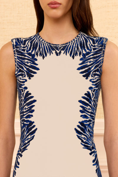 Haut en maille jacquard Ocean, gros plan du motif corail | Ulla Johnson