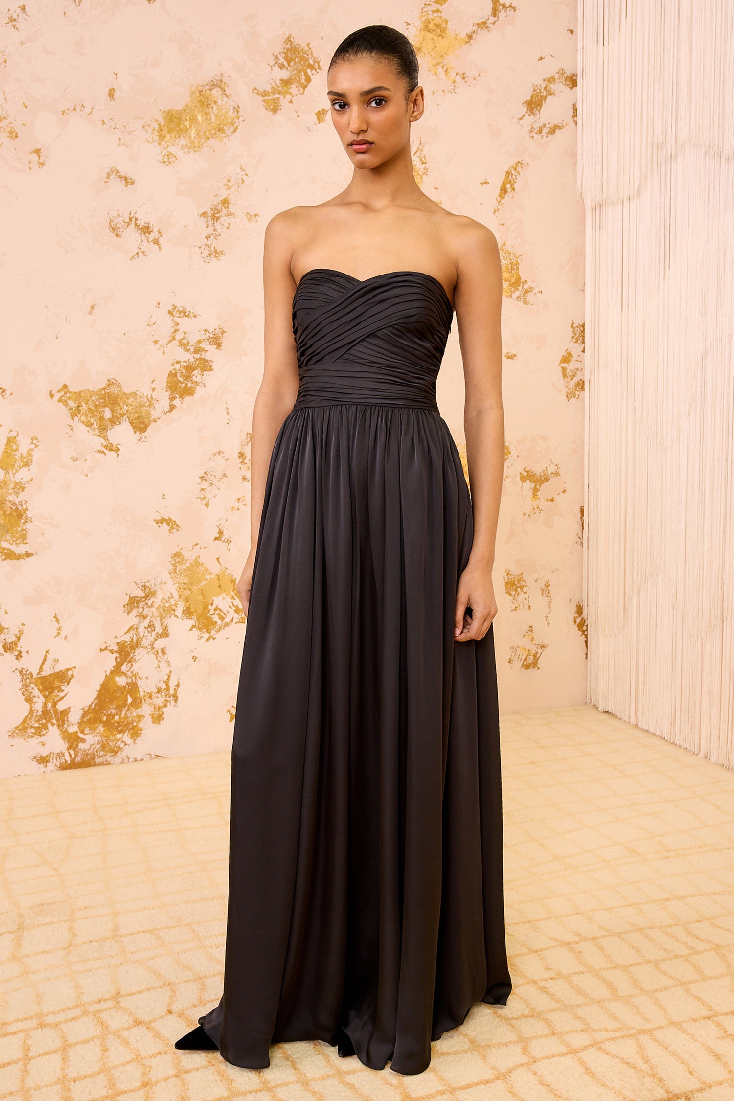 Ulla Johnson Black Silk Chiffon Anastasia Gown - Front Full Length View | Ulla Johnson