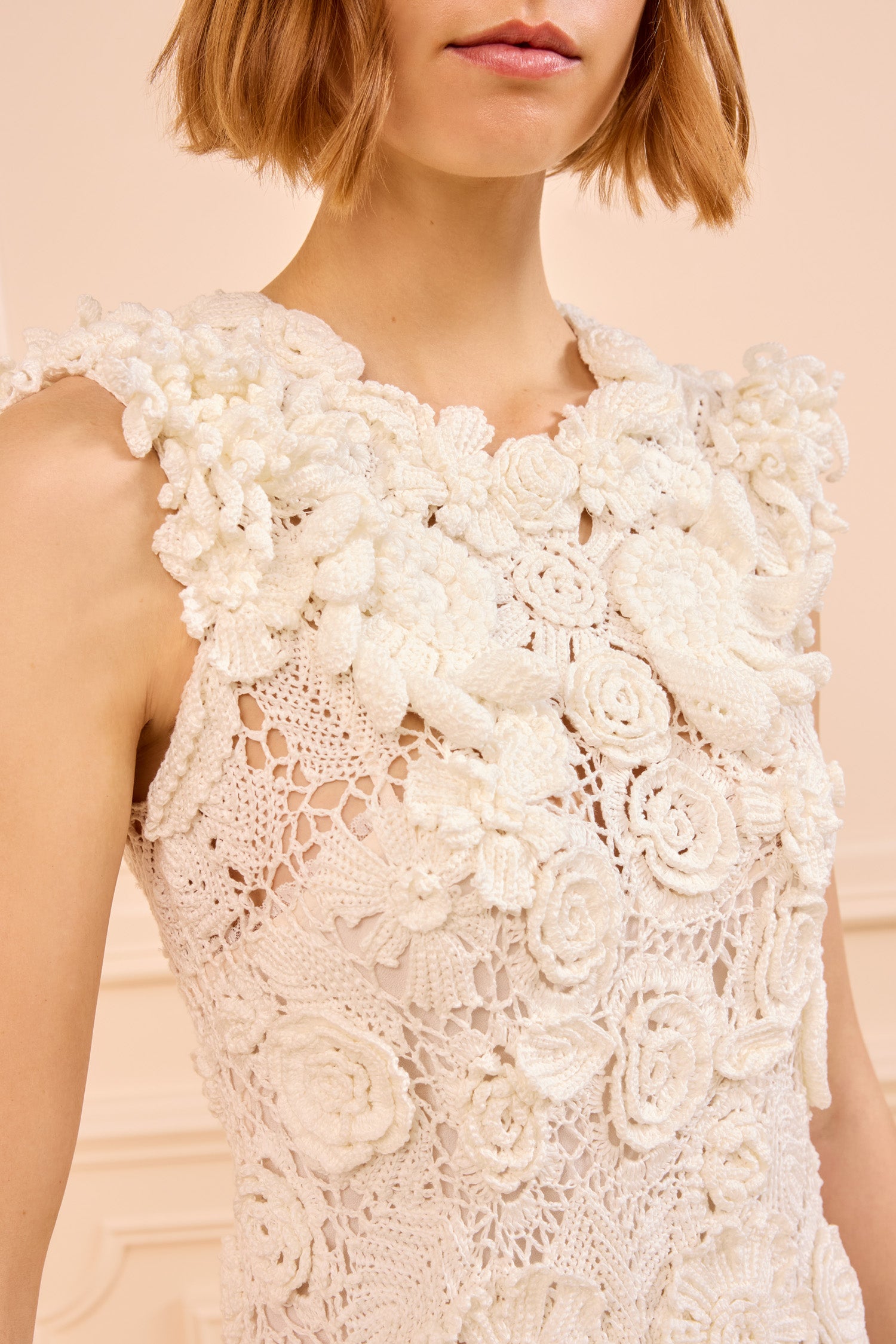 Ulla Johnson Abito in crochet avorio - Dettaglio corpetto motivo floreale | Ulla Johnson