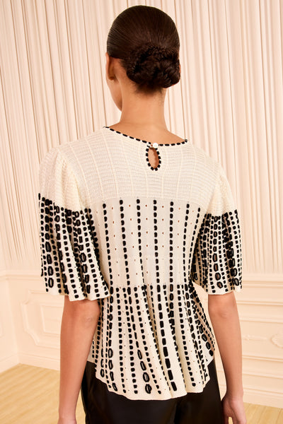 Champagne Luxury Knit Cape Top - Back View Keyhole Detail On Model | Ulla Johnson