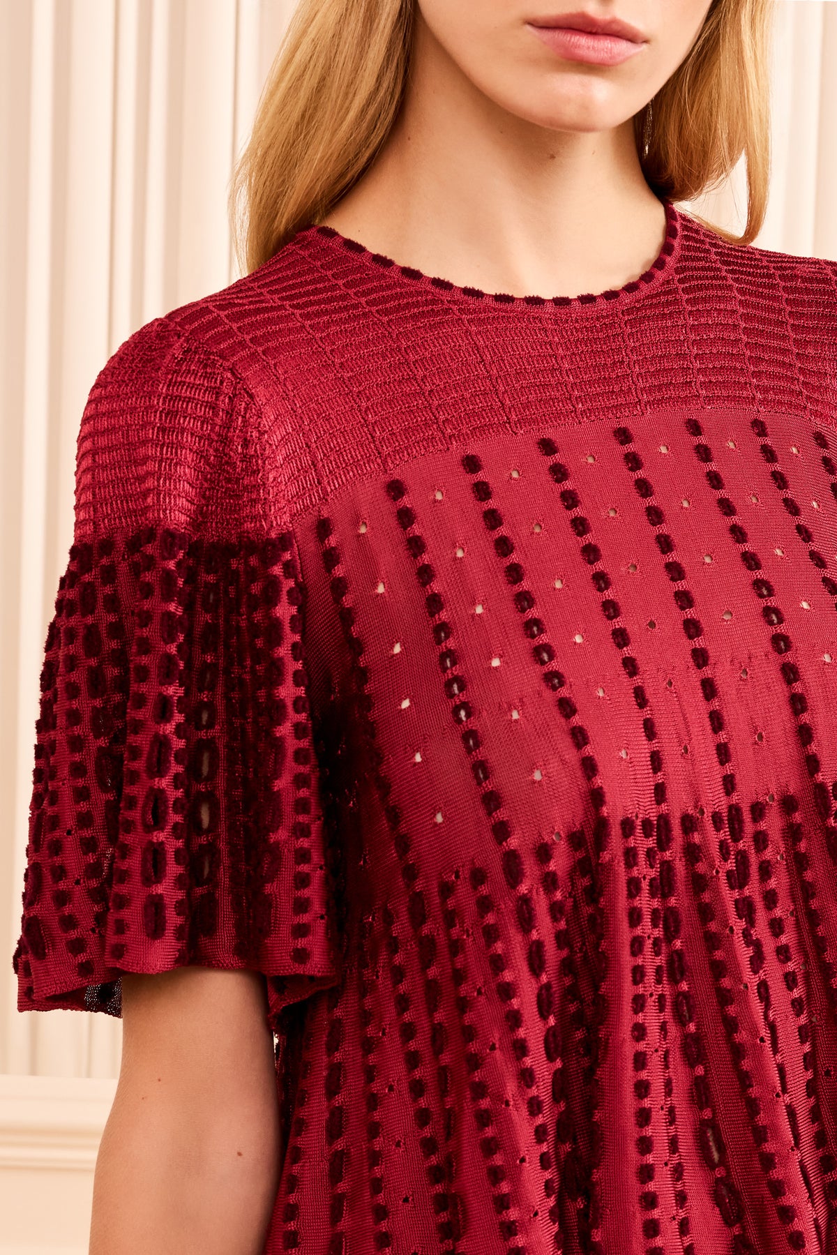 Garnet Geometric Eyelet Knit Top - Fabric Detail Close-Up | Ulla Johnson