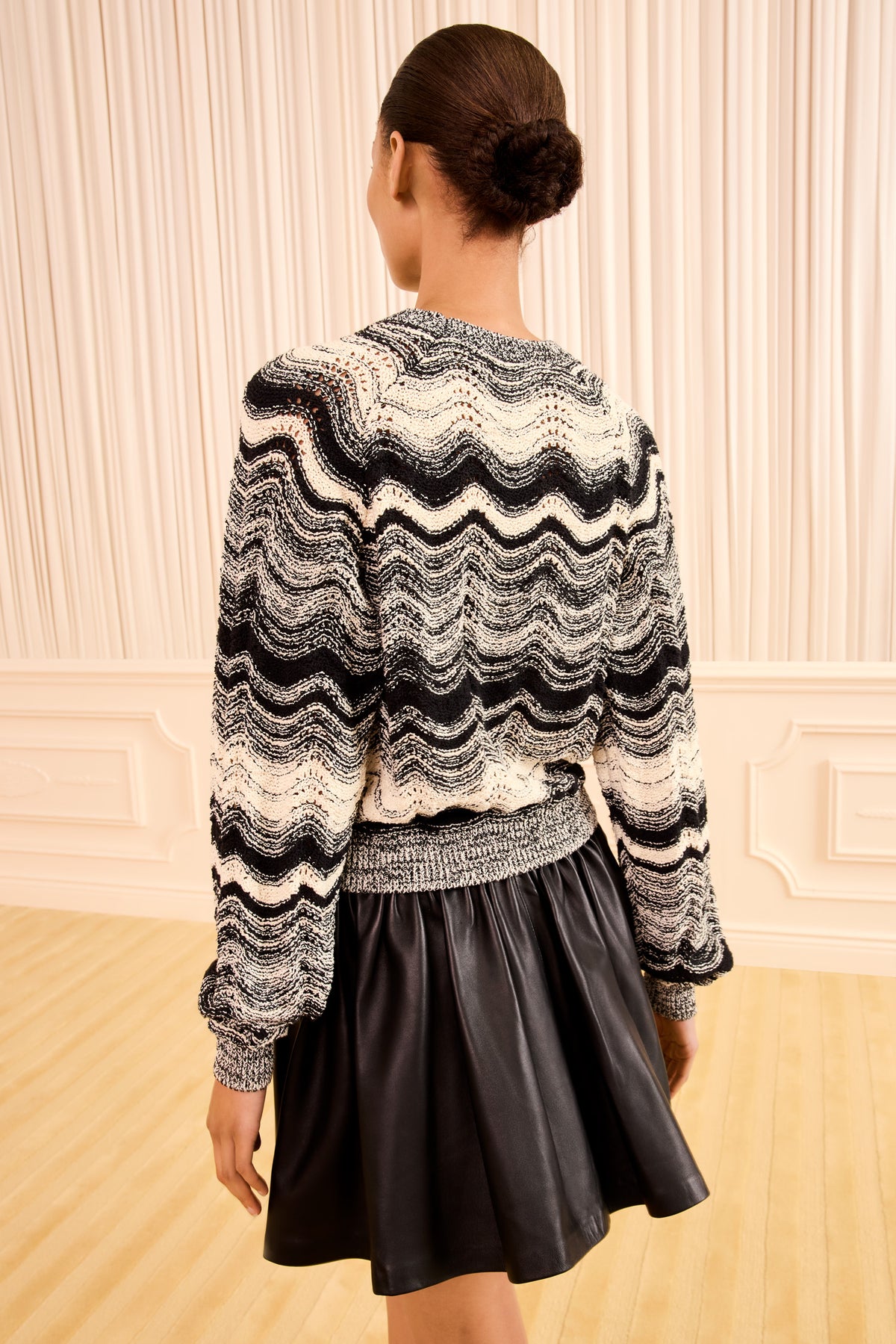 Pullover Carmen in maglia a maniche lunghe - Noir/Gardenia