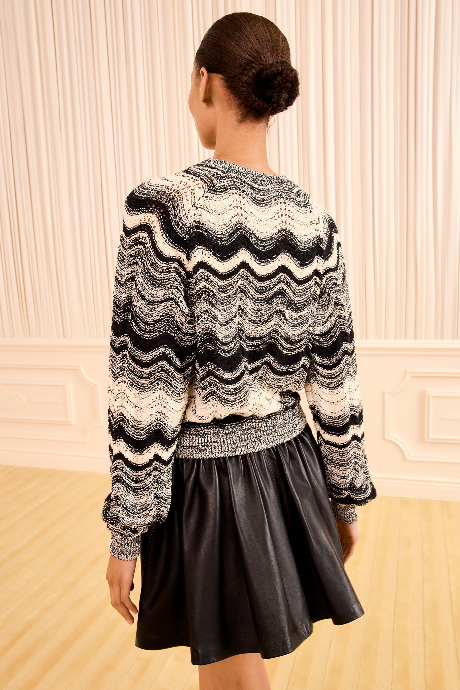 Ulla Johnson Pullover Carmen in maglia a maniche lunghe - Noir/Gardenia