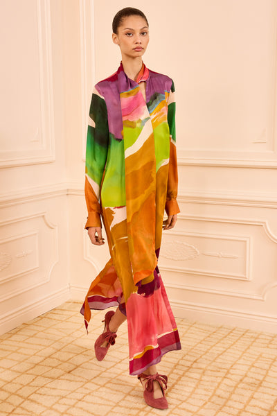 Colorful Silk Critique Maxi Dress - Front Styled Look | Ulla Johnson