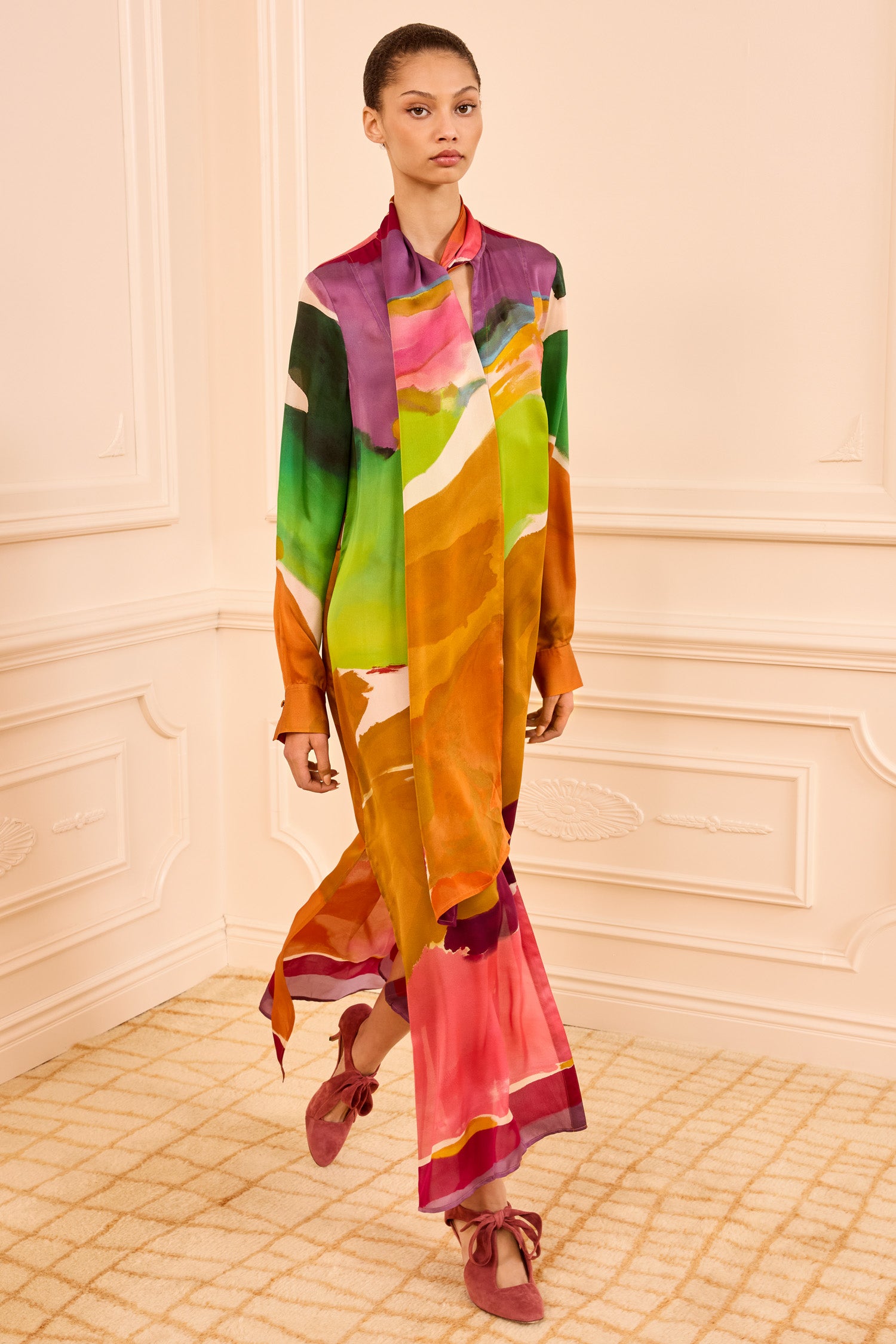 Ulla Johnson Colorful Silk Critique Maxi Dress - Front Styled Look | Ulla Johnson