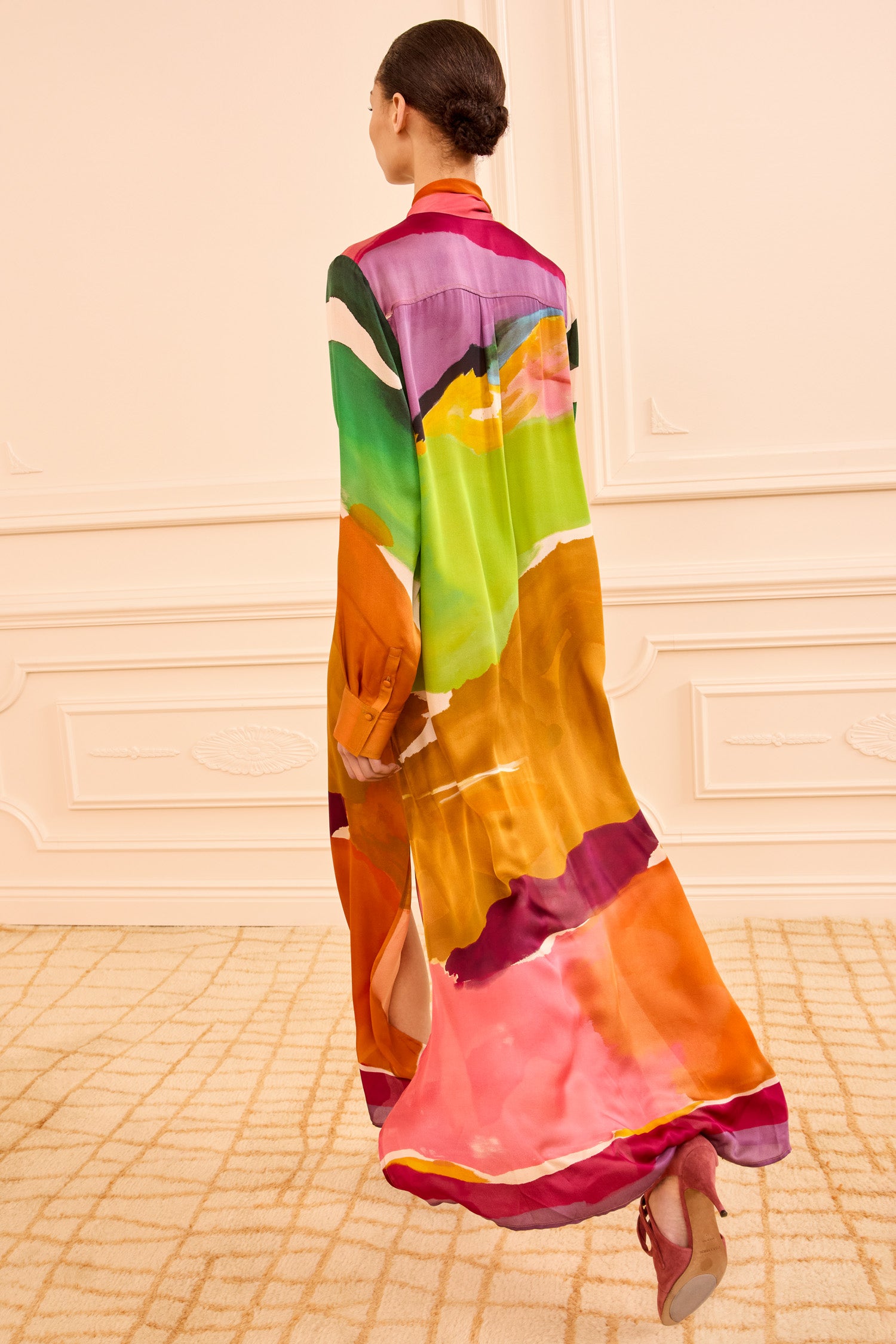 Ulla Johnson Luxury Silk Critique Dress Helen Frankenthaler Print - Back View | Ulla Johnson