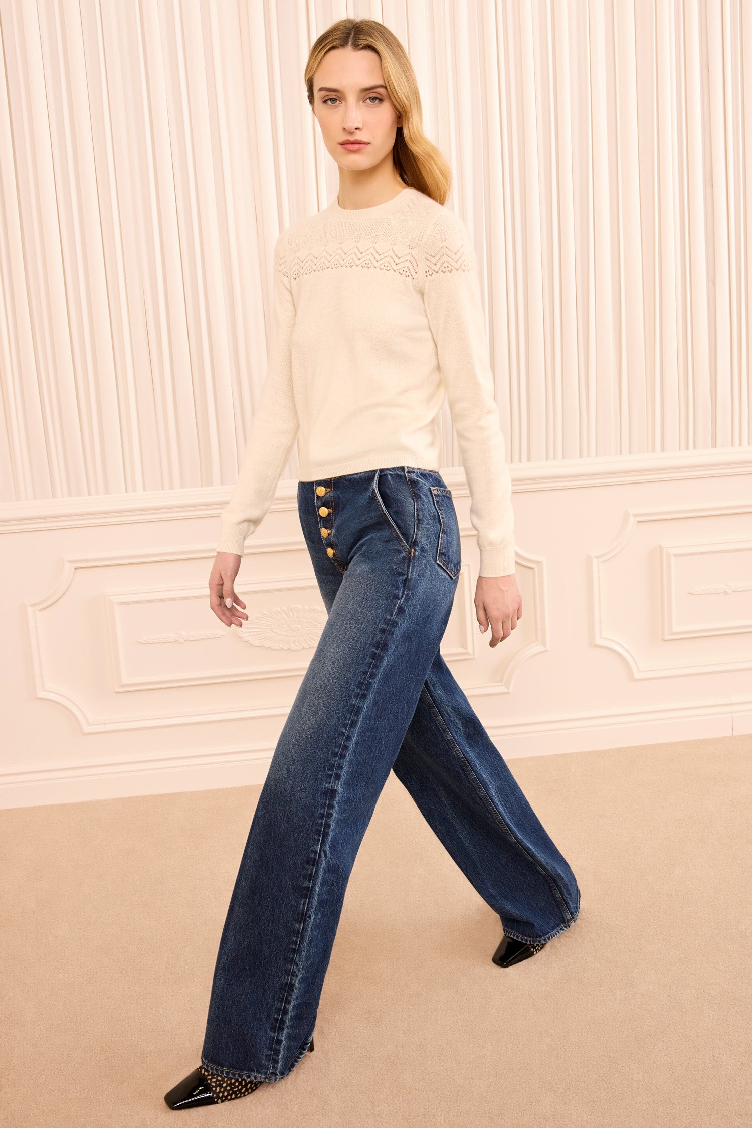 Ulla Johnson Emelie Long Sleeve Cashmere Top - Pearl